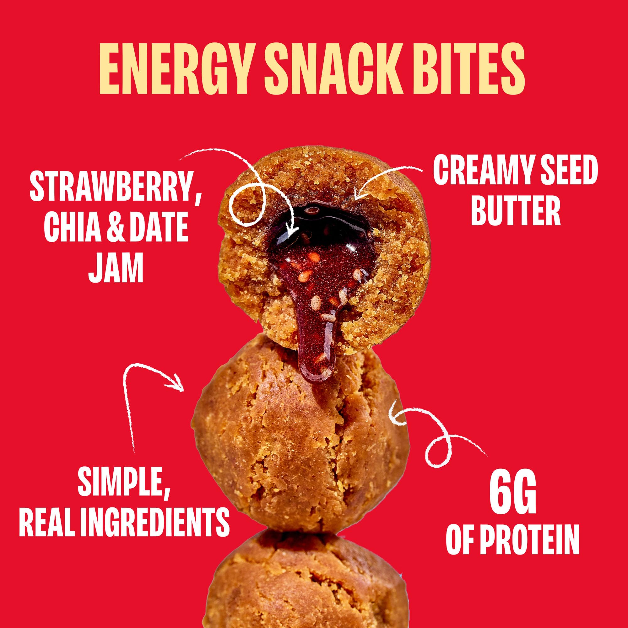 Chia Smash primer plano del relleno de fresa para sabor afrutado intenso