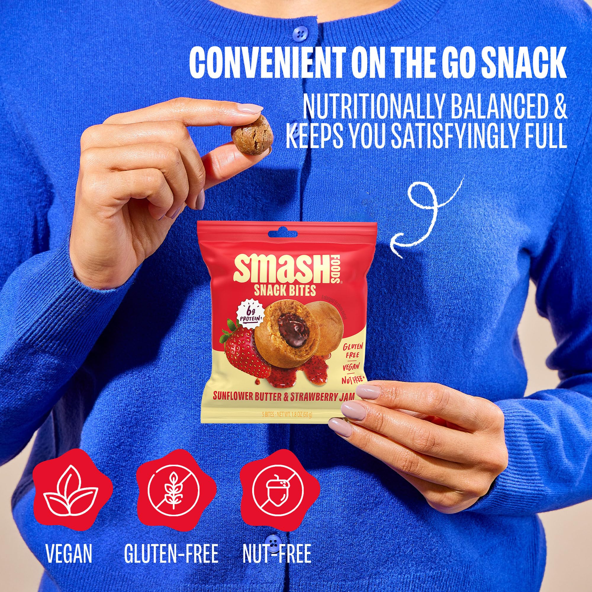 Chia Smash snack en mochila listo para viaje, energía vegana práctica