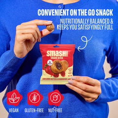 Chia Smash snack en mochila listo para viaje, energía vegana práctica