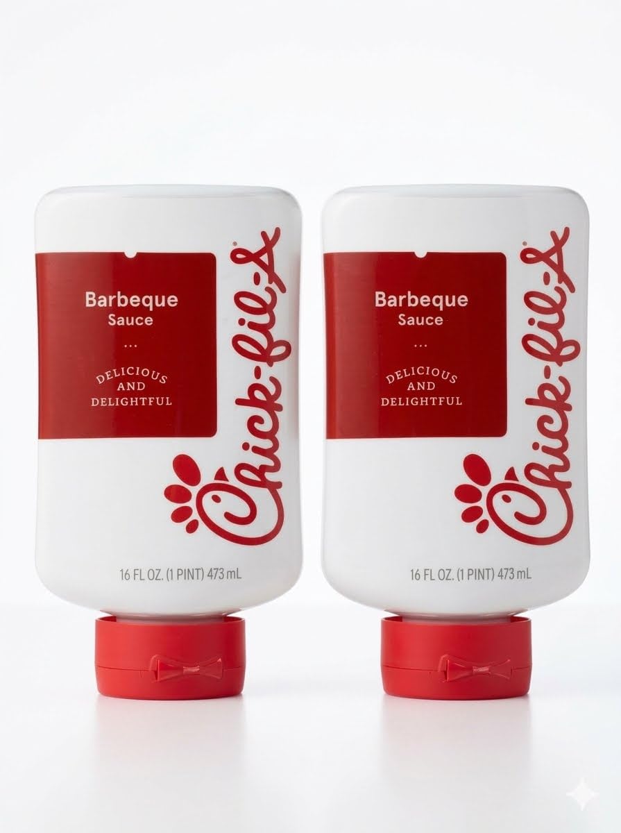 Chick‑Fil‑A frasco de salsa barbacoa frente para servir rápidamente