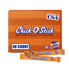 Chick o stick empaque frontal mostrando caja de 48 unidades y ventaja de porciones