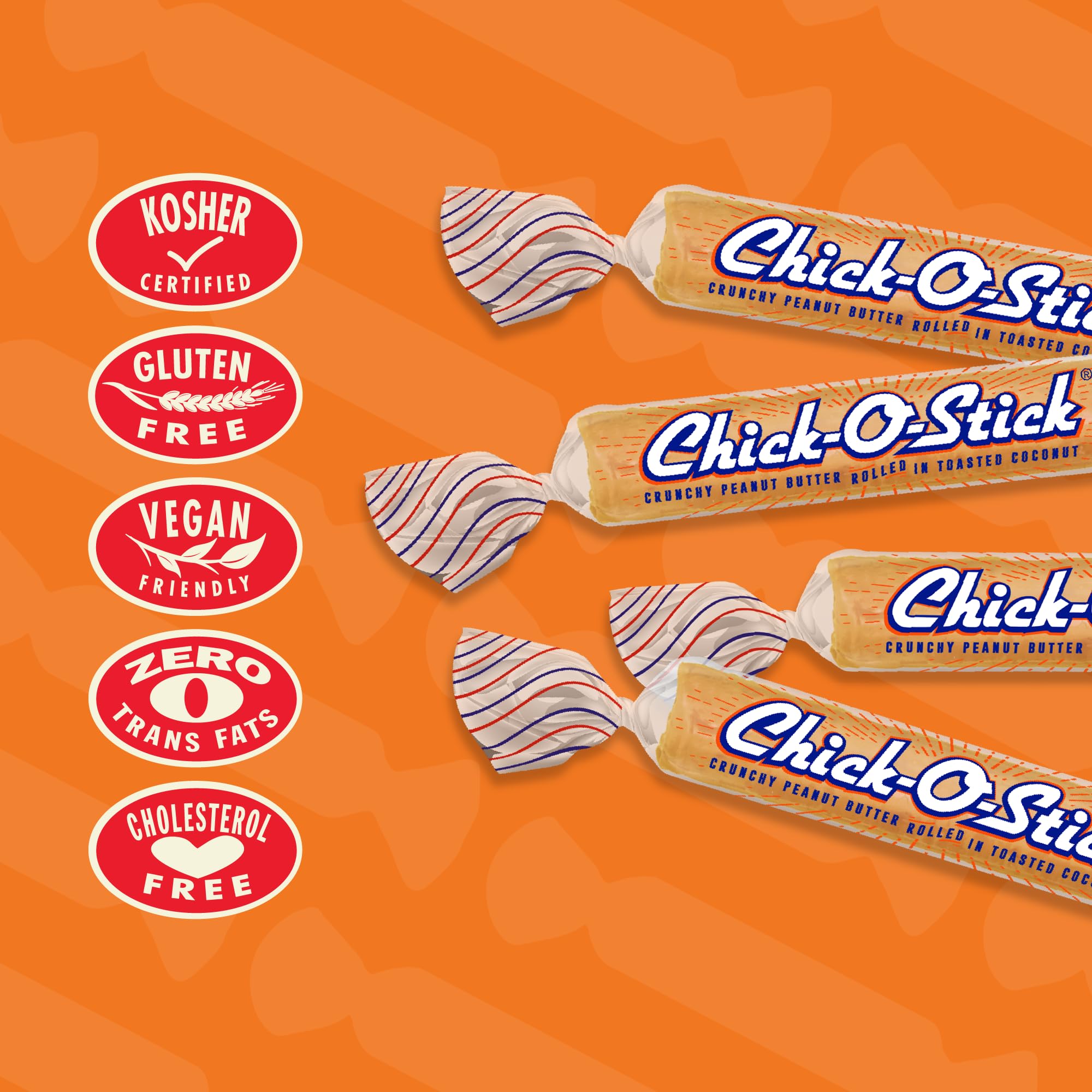 Chick o stick etiqueta con certificaciones SQF y Kosher mostrando confianza