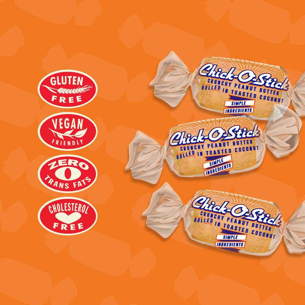 Chick o stick etiqueta con certificaciones kosher y sin gluten claras