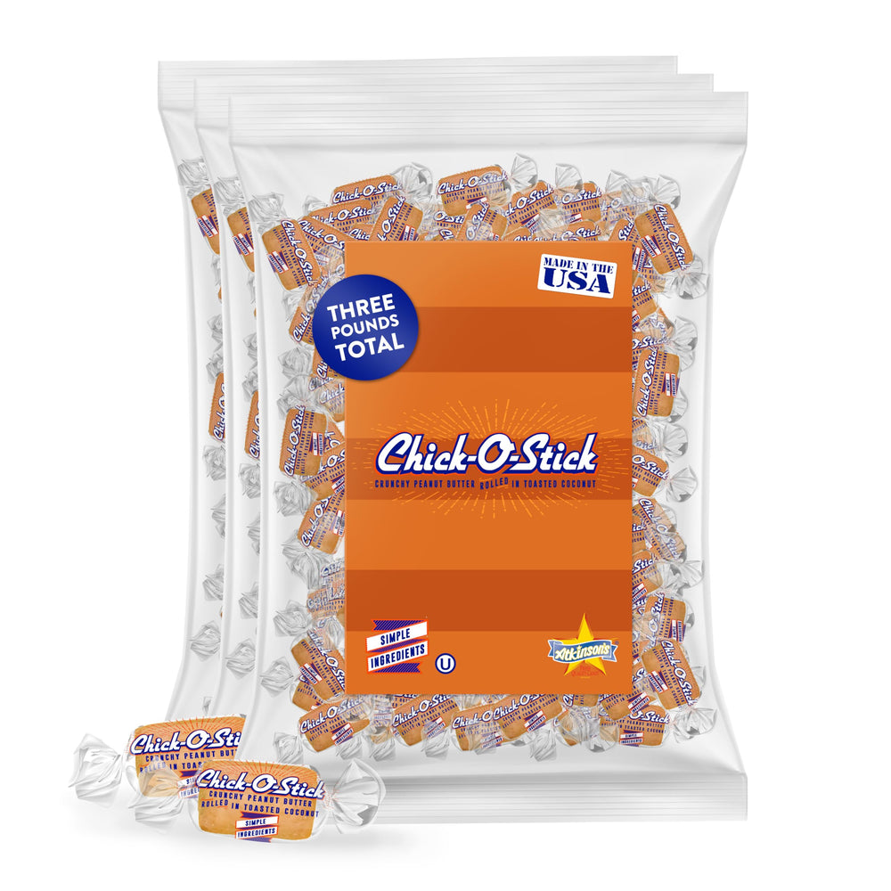 Chick o stick frente del empaque mostrando 3 lb y conveniencia para negocios