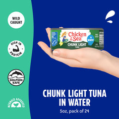 Chicken of the Sea detalle de etiqueta y cierre fácil para inspección rápida