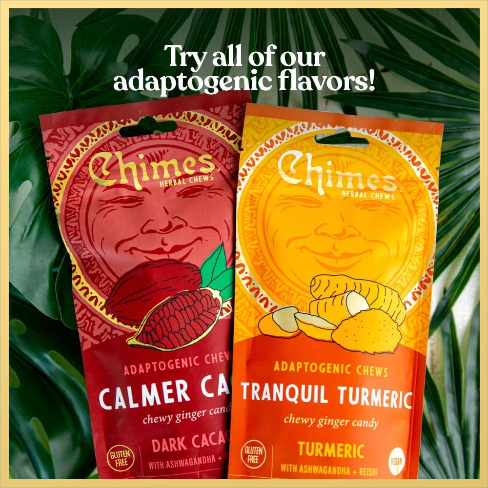 Chimes ingredientes clave: cacao oscuro, polvo de ashwagandha y reishi juntos