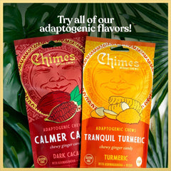 Chimes ingredientes clave: cacao oscuro, polvo de ashwagandha y reishi juntos