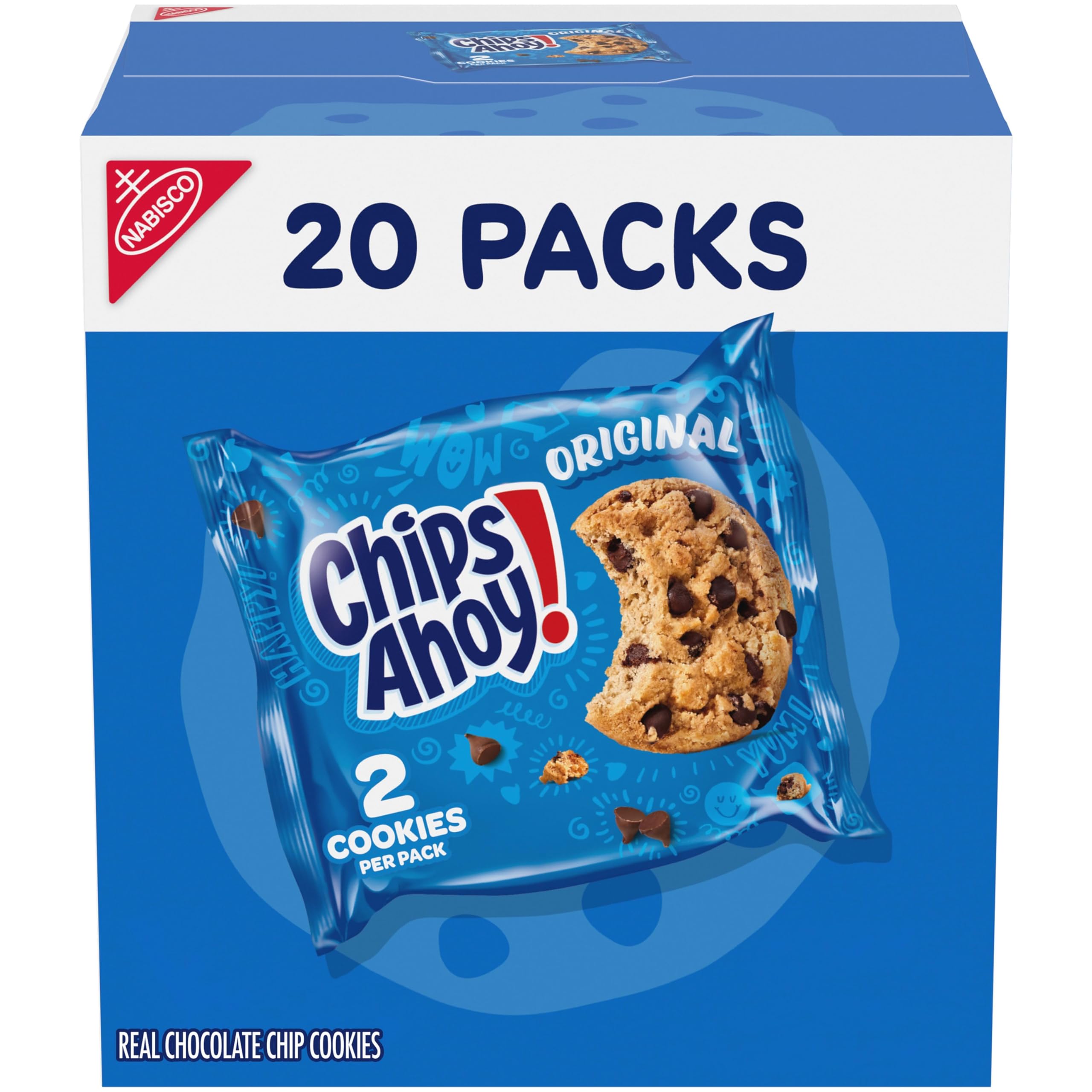 Chips Ahoy! paquete frontal visible, facilita compra y almacenamiento