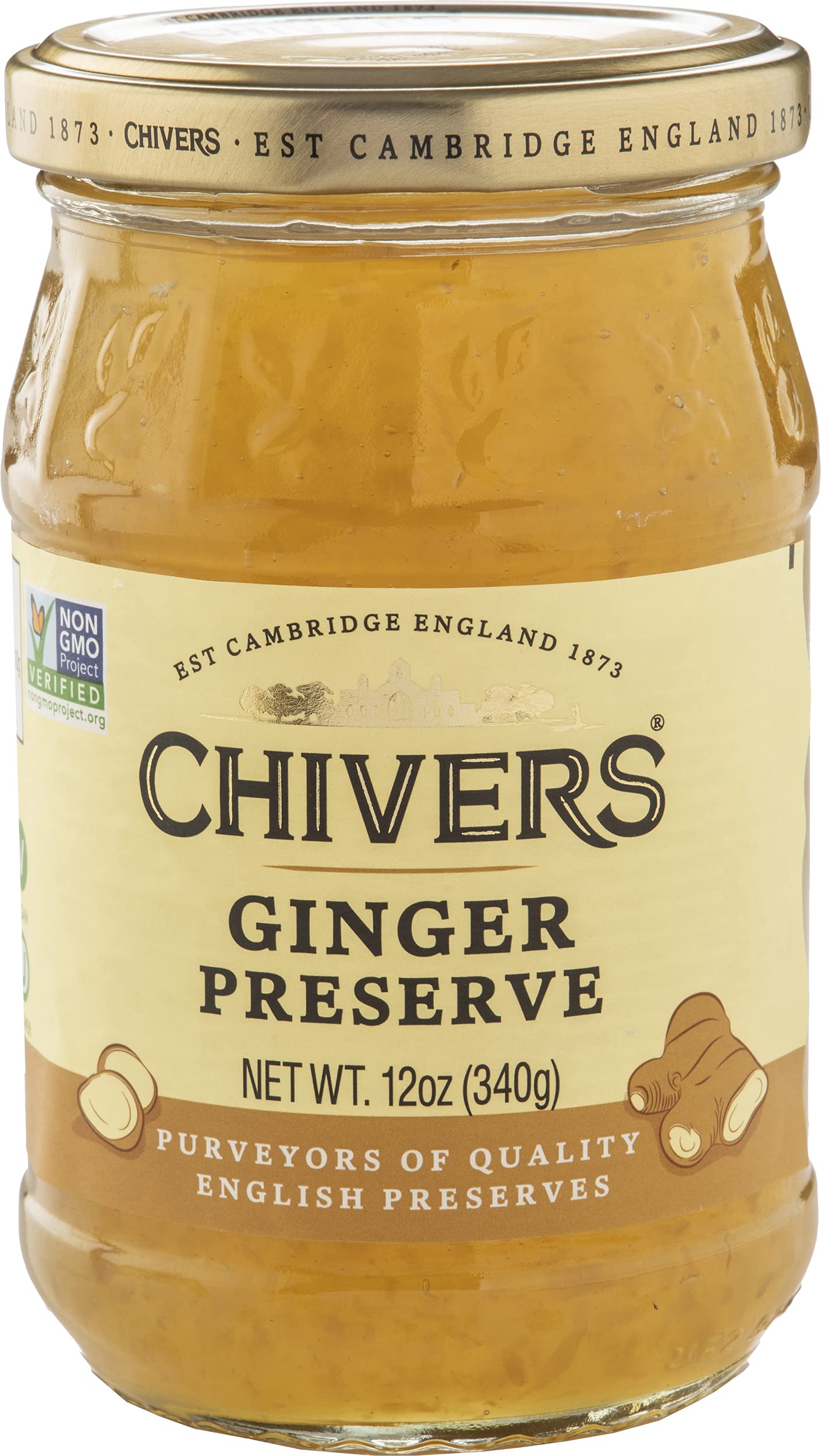 Chivers tarro frontal con conserva de jengibre mostrando su presentación, ideal para desayunos