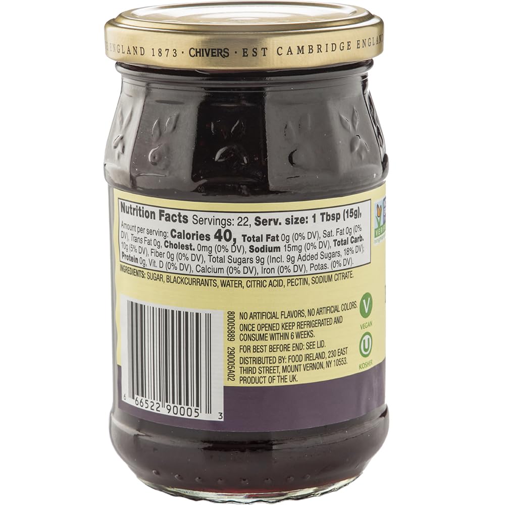 Chivers detalle de textura de grosella negra, muestra untabilidad y fruto