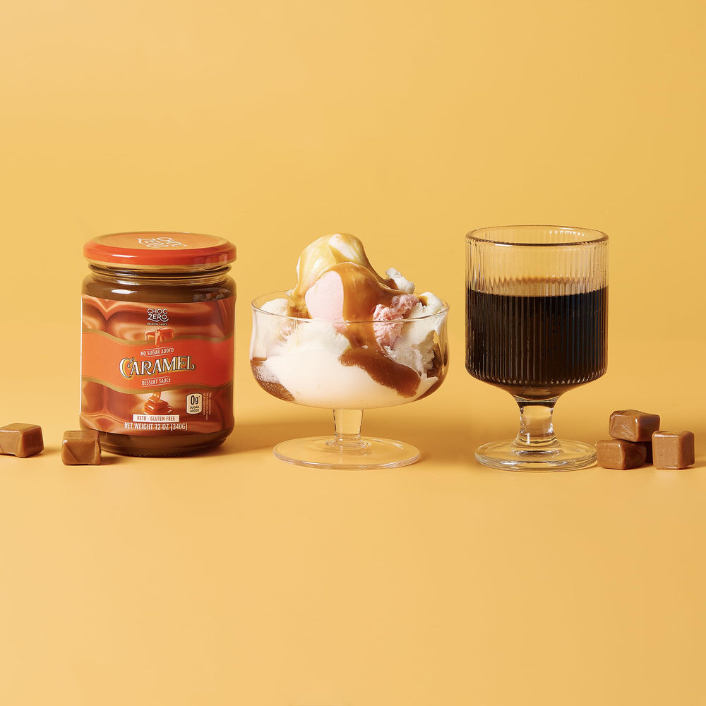 ChocZero frasco junto a una regla para comparar tamaño y porciones