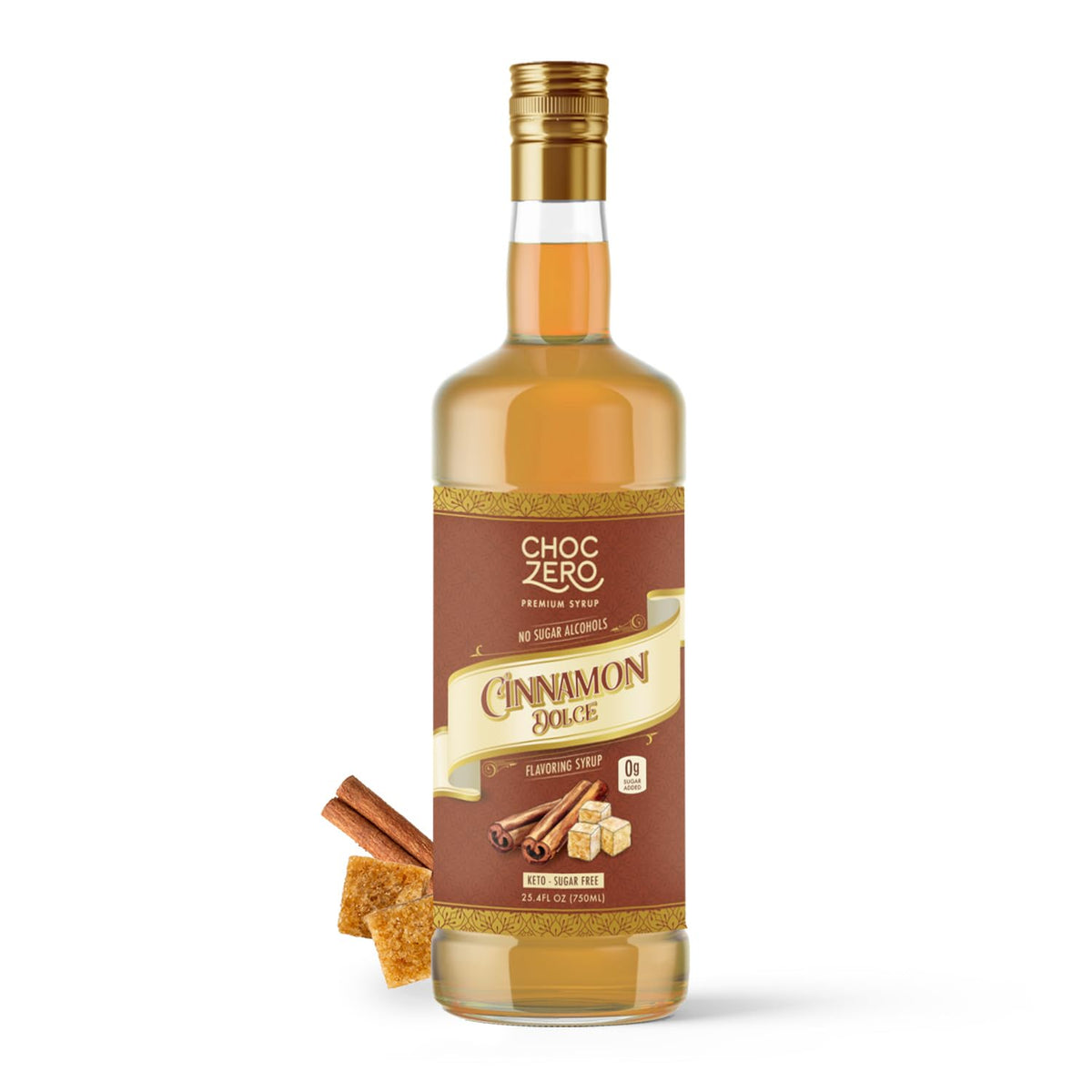 ChocZero botella frontal mostrando tamaño y marca, ideal para uso diario