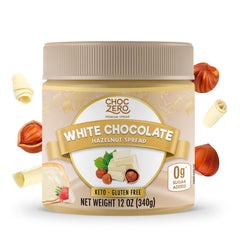 ChocZero frasco frontal mostrando etiqueta y beneficio bajo en carbohidratos