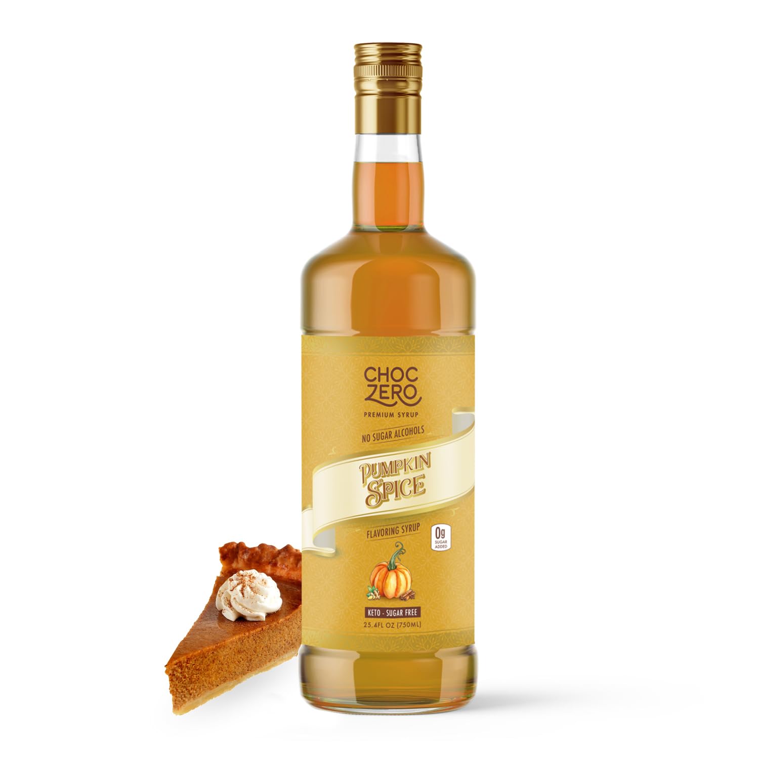 ChocZero botella frontal con jarabe pumpkin spice, ideal para cafés sin azúcar