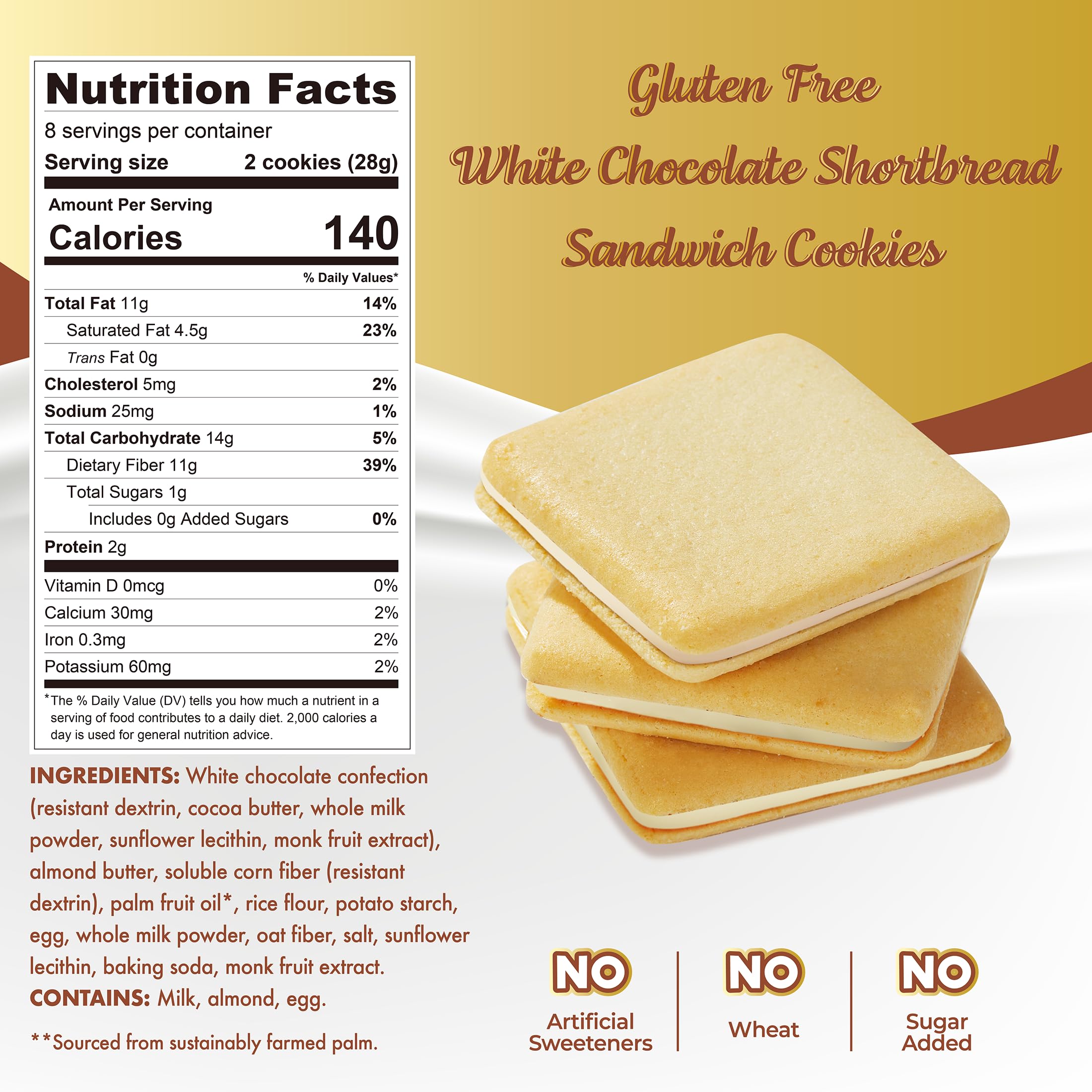 Galleta ChocZero Jolies partida para ver el relleno doble de chocolate blanco cremoso