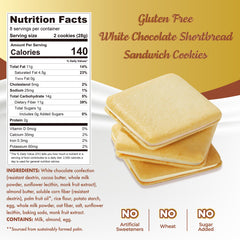 Galleta ChocZero Jolies partida para ver el relleno doble de chocolate blanco cremoso