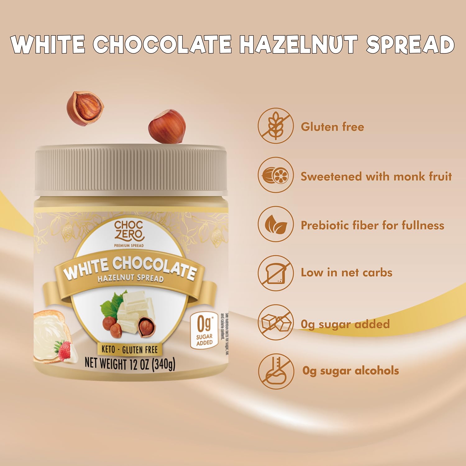 ChocZero untado en tostada, sabor a avellana y chocolate blanco
