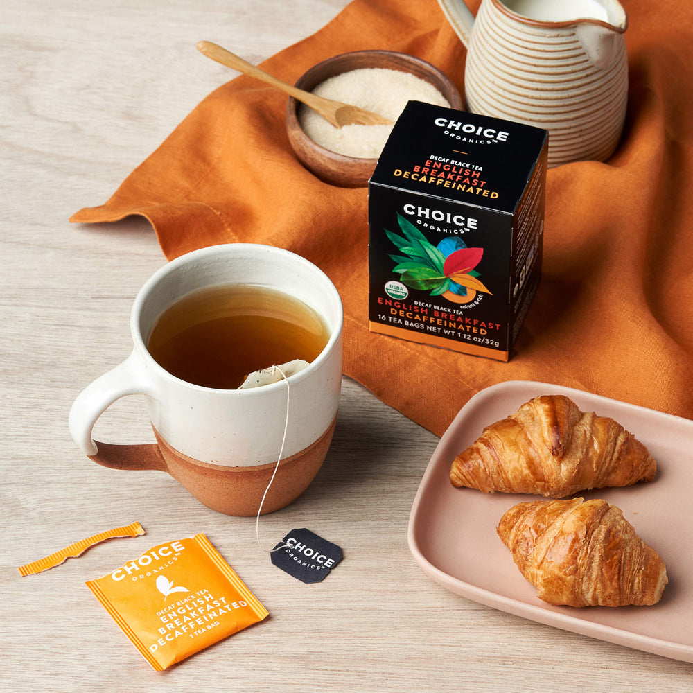 Choice Organic Teas etiqueta con sellos orgánico y Fair Trade, garantiza sostenibilidad