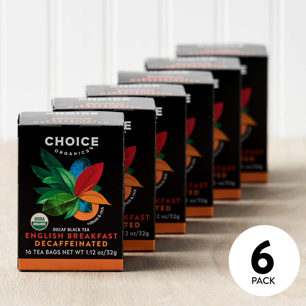 Choice Organic Teas bolsita junto a regla para comparar tamaño práctico