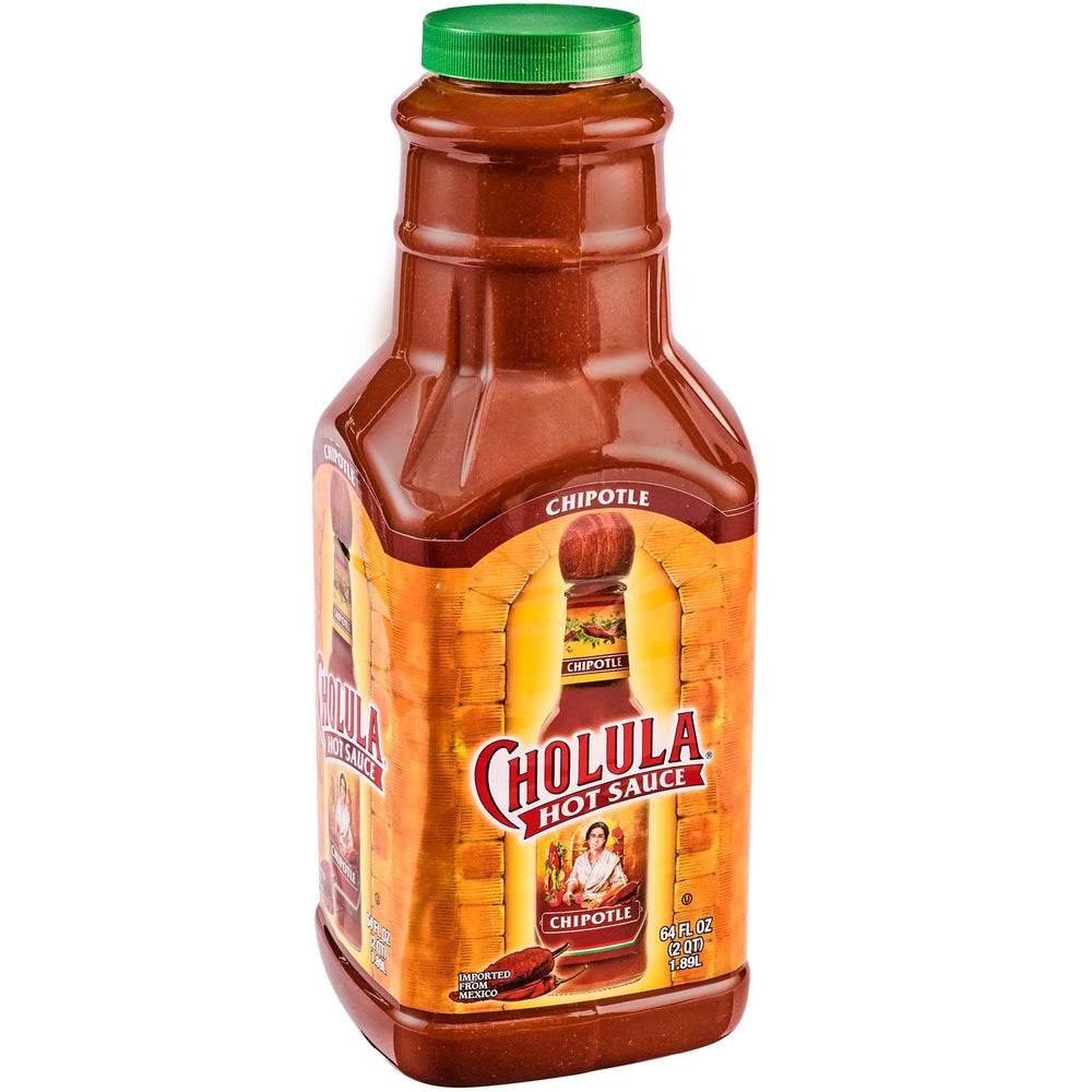 Cholula envase 64 fl oz frente muestra rendimiento y ahorro