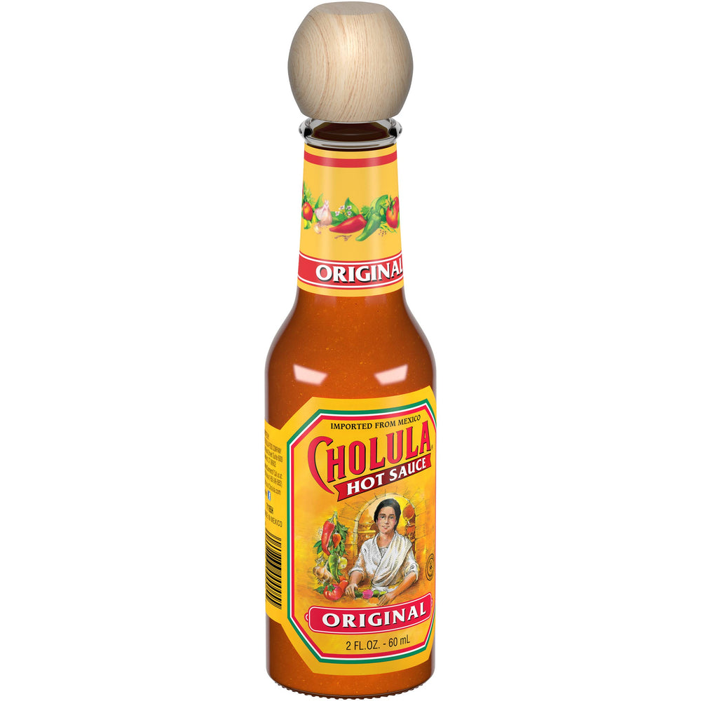 Cholula detalle del tapón de madera que facilita agarre
