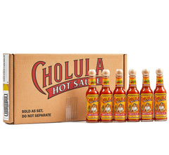 Cholula pack frontal mostrando seis botellas listo para regalar