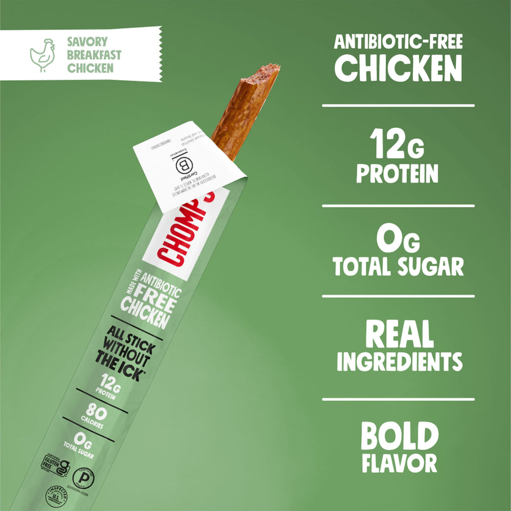 Chomps etiqueta con ingredientes claros y beneficio de transparencia