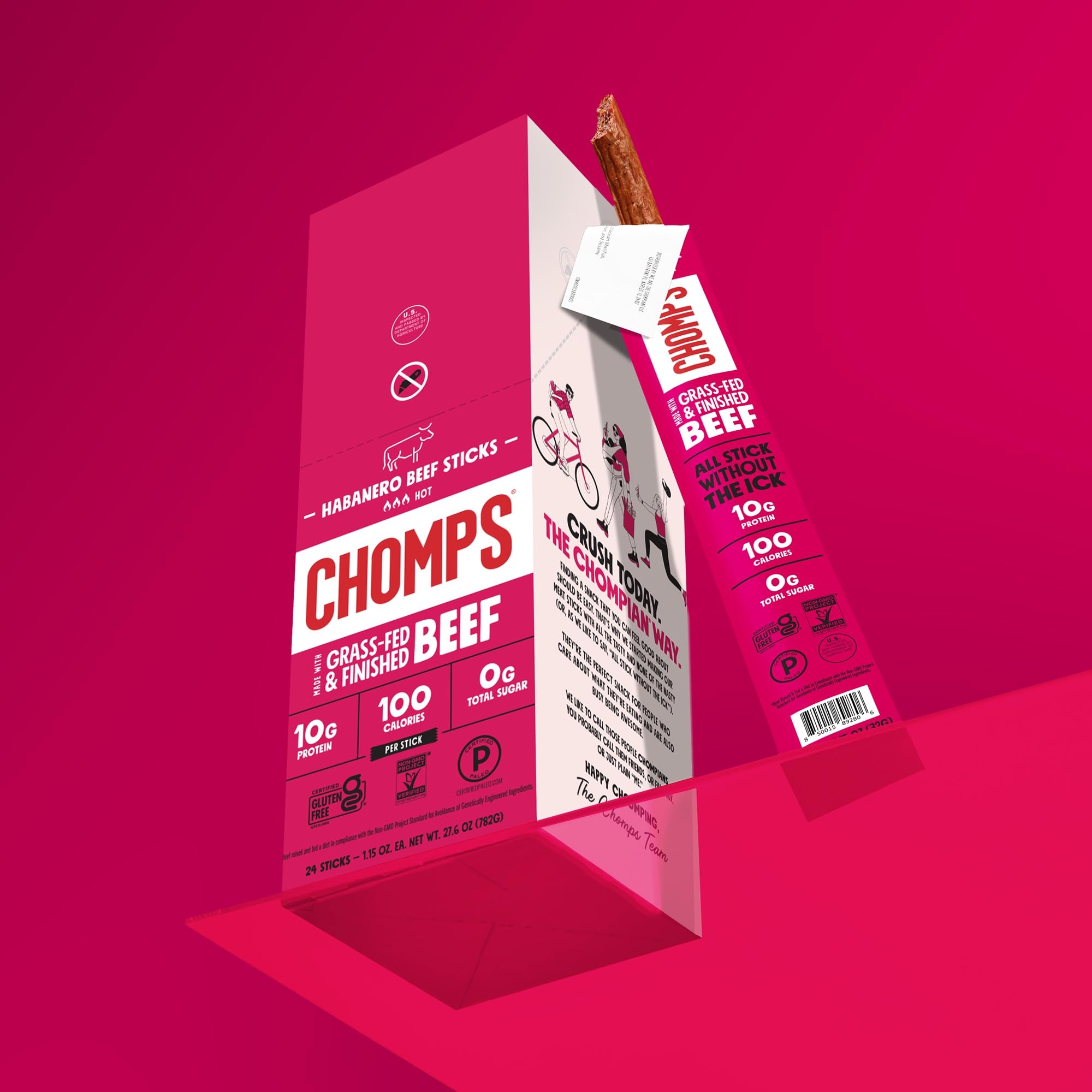 Chomps paquete junto a objeto común para comparar tamaño práctico