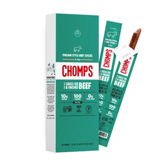 Chomps empaque frontal del Italian Beef, snack proteico portátil