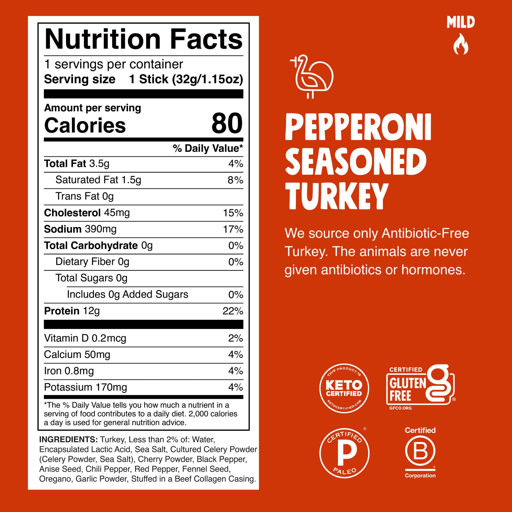 Primer plano textura del palito Chomps Pepperoni Turkey, aporta proteína y masticabilidad