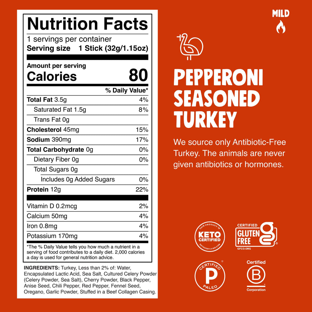Primer plano textura del palito Chomps Pepperoni Turkey, aporta proteína y masticabilidad