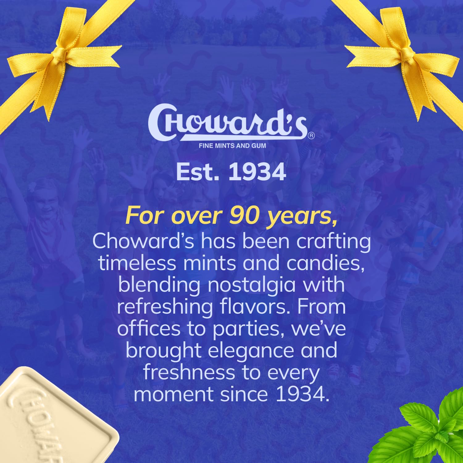 Choward's primer plano de pastillas menta con textura clara y frescor