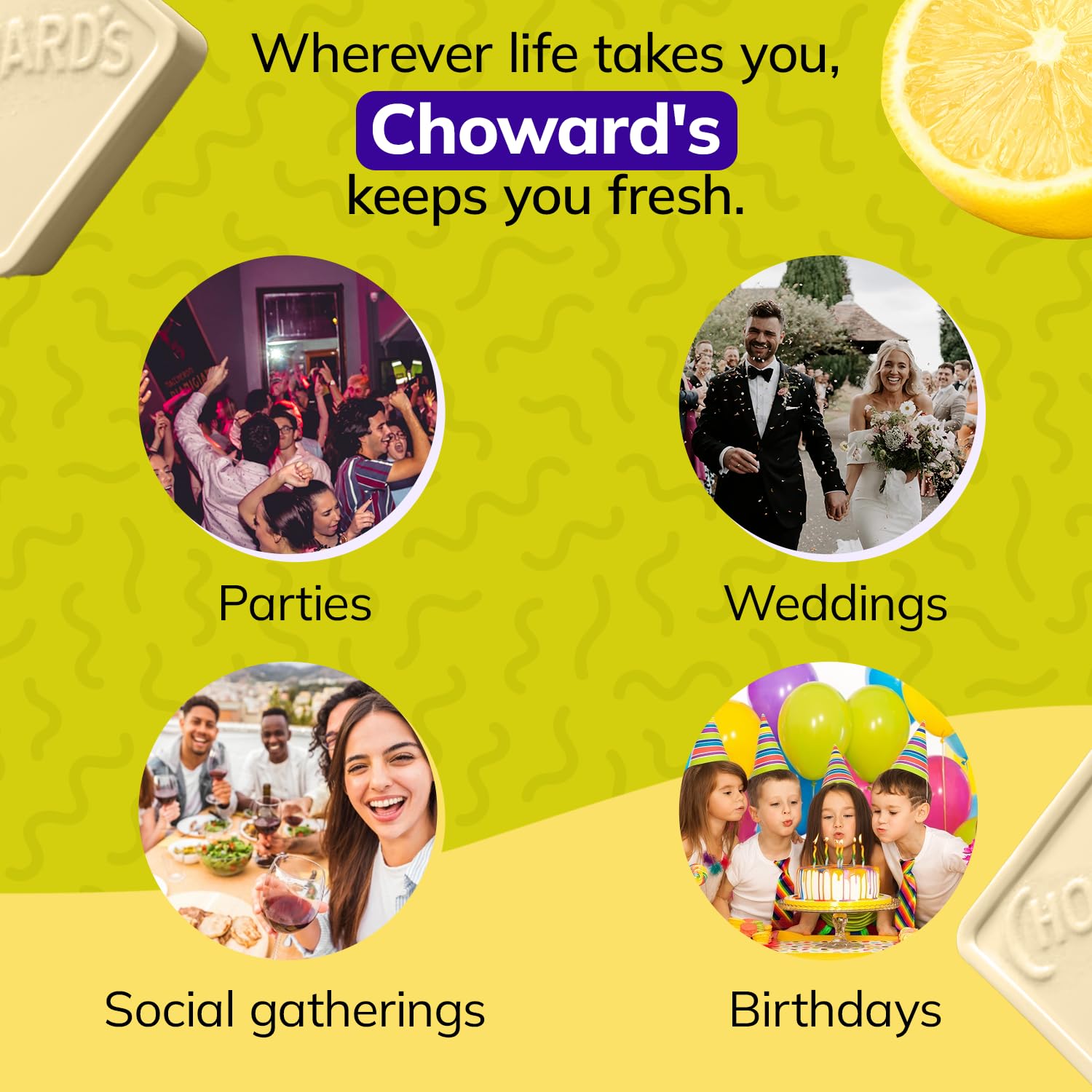 Choward's caramelos en un bol en sala como opción para invitados