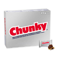 Chunky empaque frontal mostrando 24 barras y conveniencia para compartir