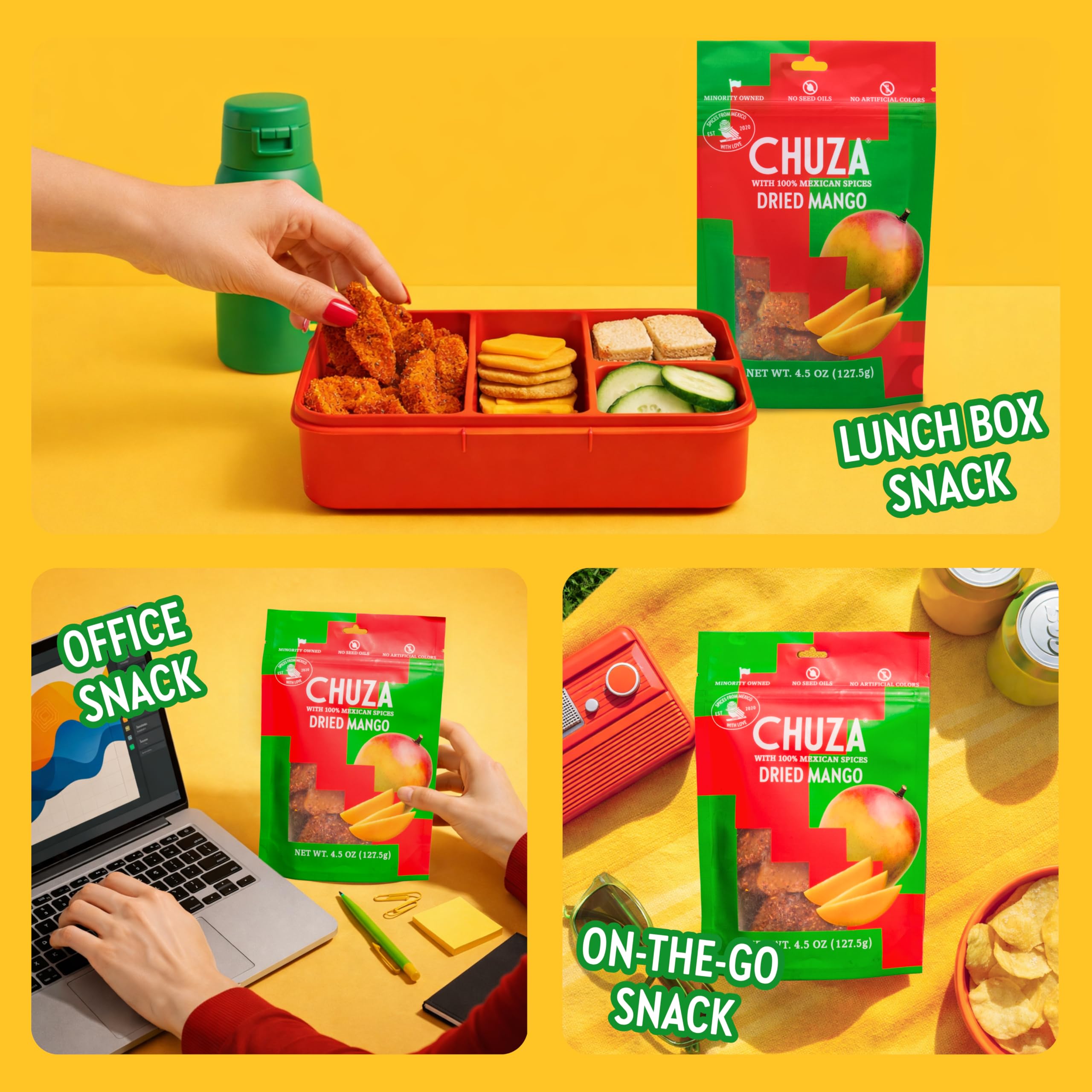 CHUZA bolsita de mango en lonchera ideal para meriendas sin desorden