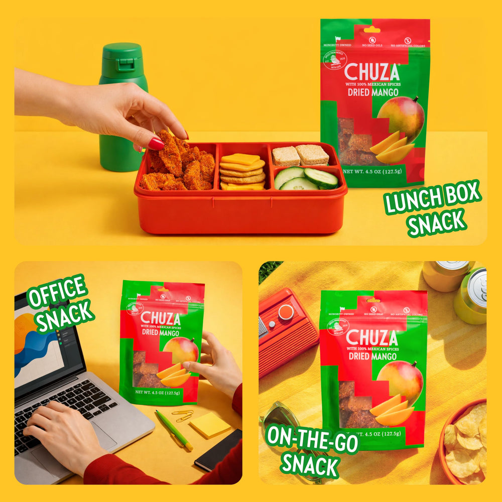 CHUZA bolsita de mango en lonchera ideal para meriendas sin desorden