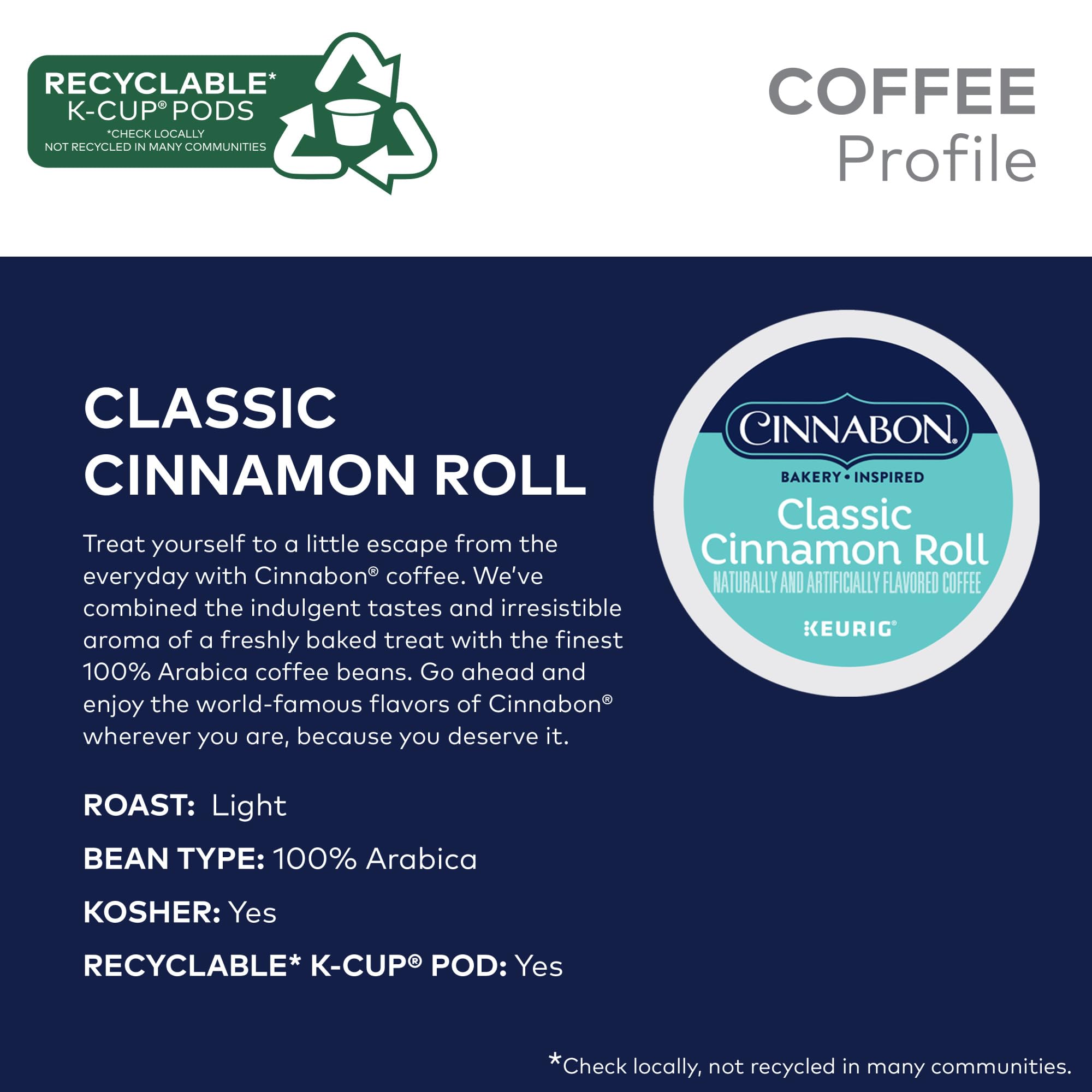 CINNABON cápsula K-Cup vista superior destaca facilidad de uso