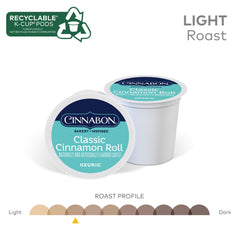 CINNABON detalle de etiqueta que resalta sabor canela y azúcar moreno