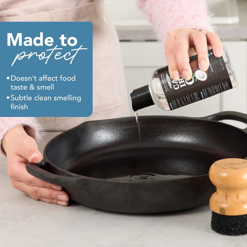 CLARK'S envase 12 oz junto a utensilios, ideal para mantenimiento diario