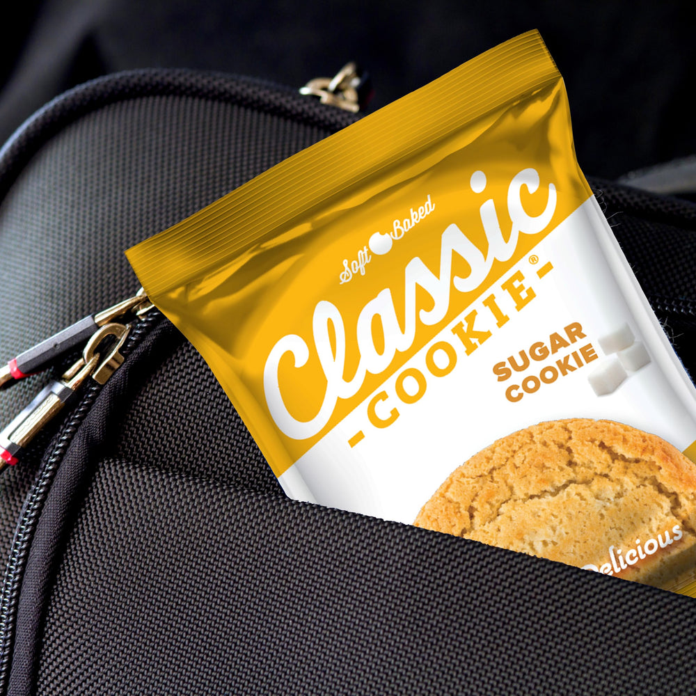 Classic COOKIE galletas en lonchera y taza de café, ideal para merienda rápida