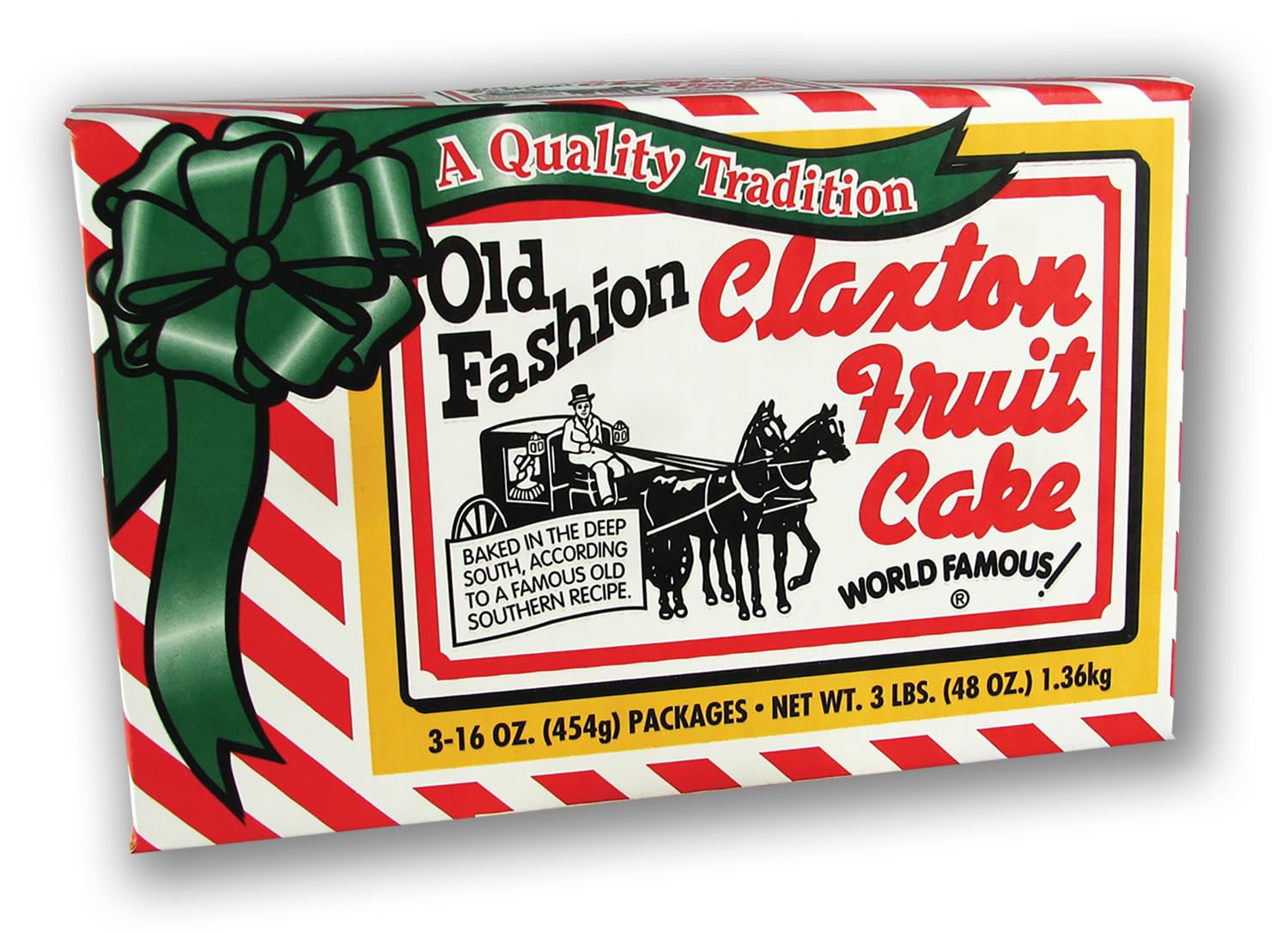 Claxton Fruit Cake comparación tamaño junto a una regla, muestra proporción 1 lb