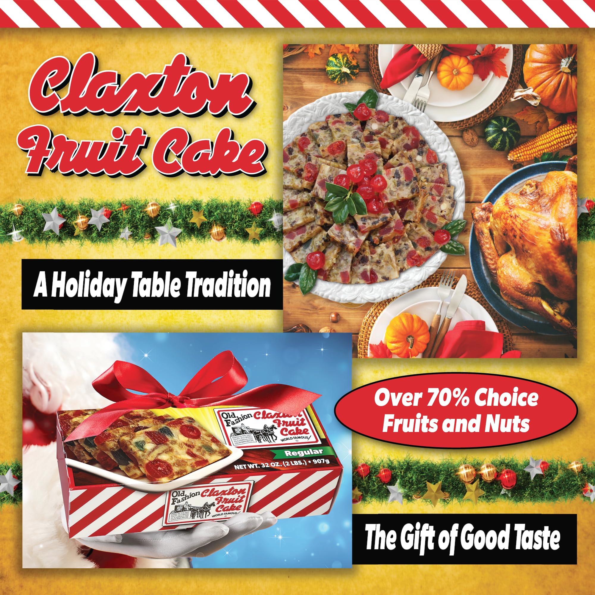 Claxton Fruit Cake detalle de nueces y pasas, aporta crocancia natural