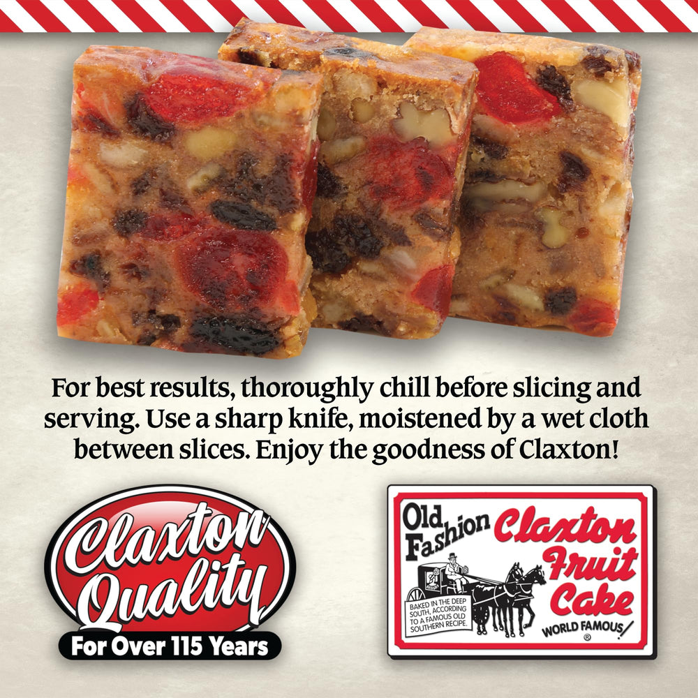 Claxton Fruit Cake primer plano de frutas y confitados, textura rica