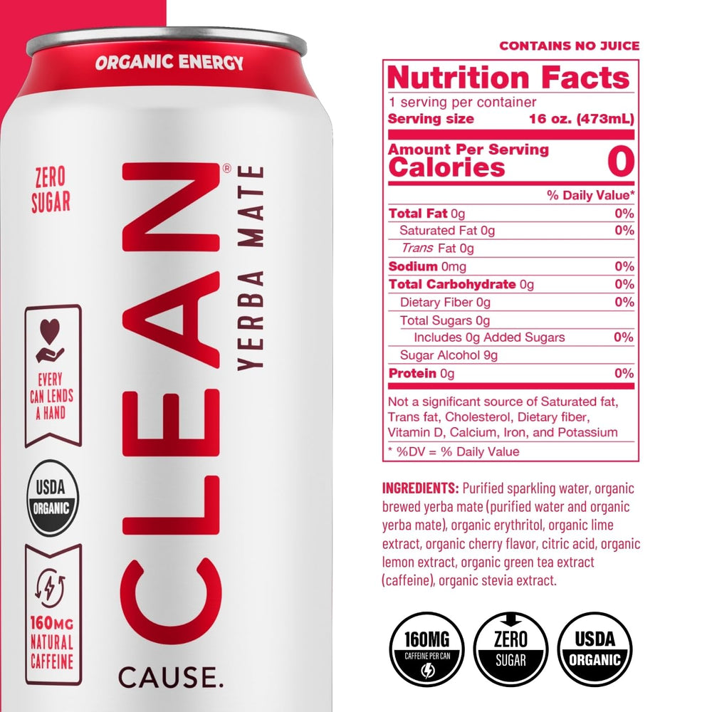 CLEAN CAUSE etiqueta USDA Organic y detalles de ingredientes orgánicos y transparentes
