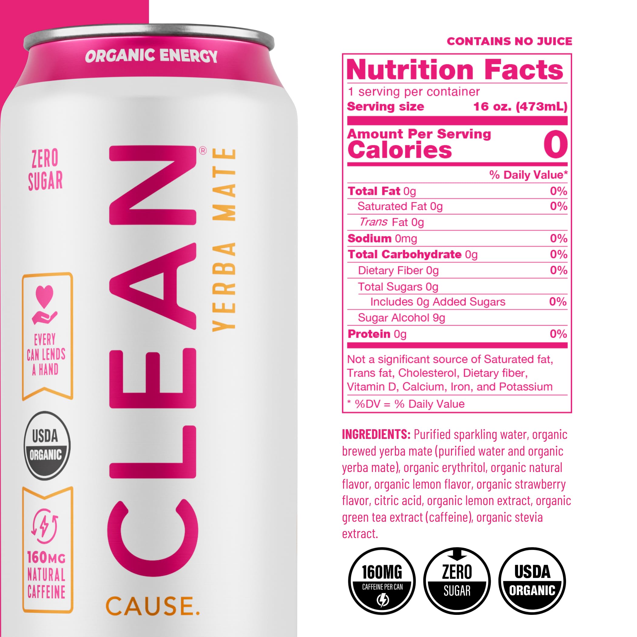 CLEAN CAUSE lata en mano durante ejercicio, aporta energía natural sin azúcar