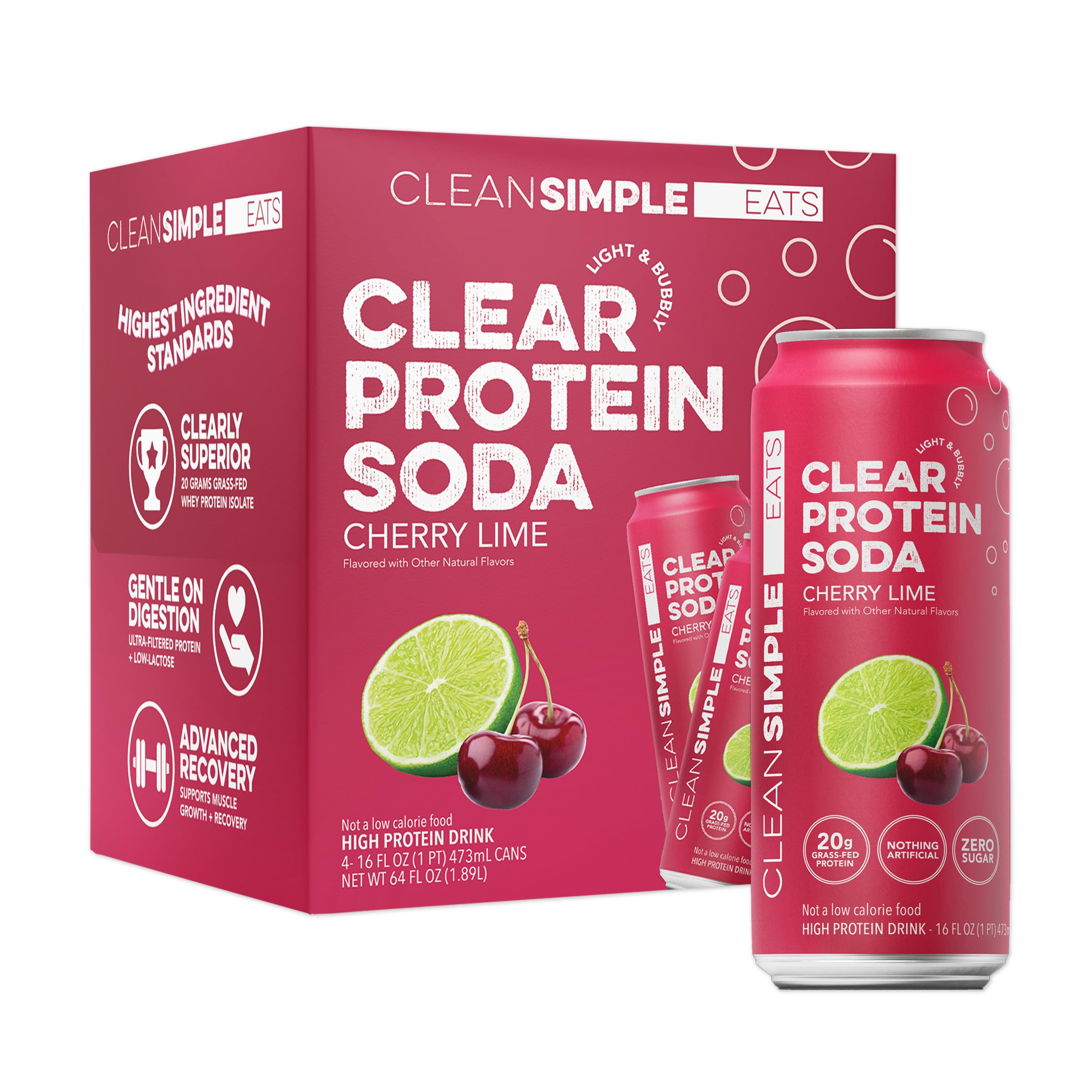 Clean Simple Eats lata frontales mostrando sabor cherry lime y conveniencia
