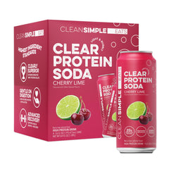 Clean Simple Eats lata frontales mostrando sabor cherry lime y conveniencia