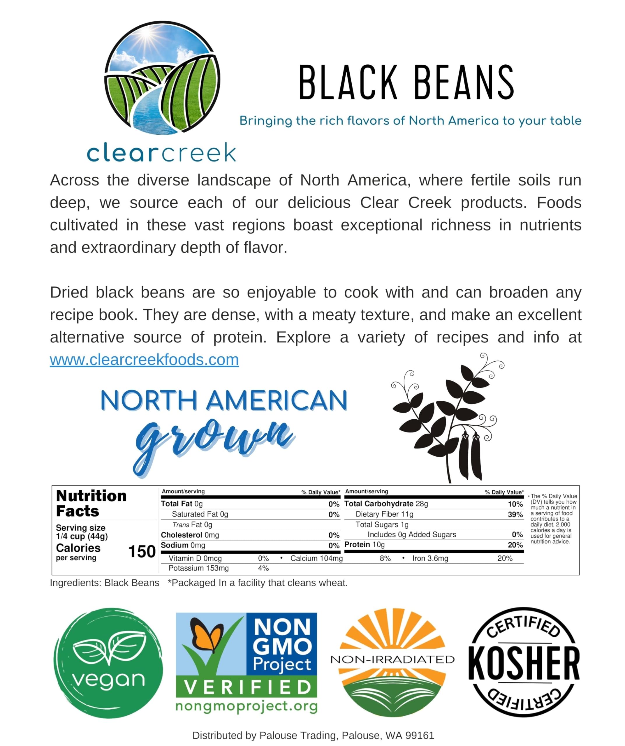 CLEAR CREEK etiqueta con sellos Non-GMO y Kosher confianza certificada