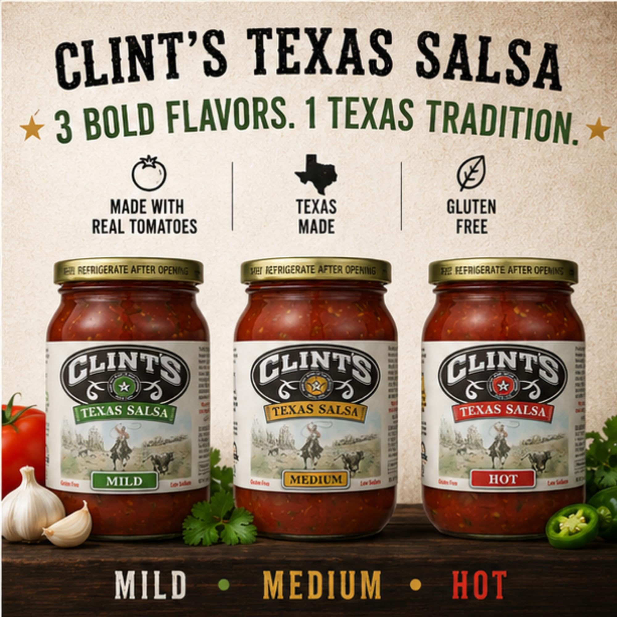 Clint's primer plano de textura de salsa que destaca frescura y consistencia
