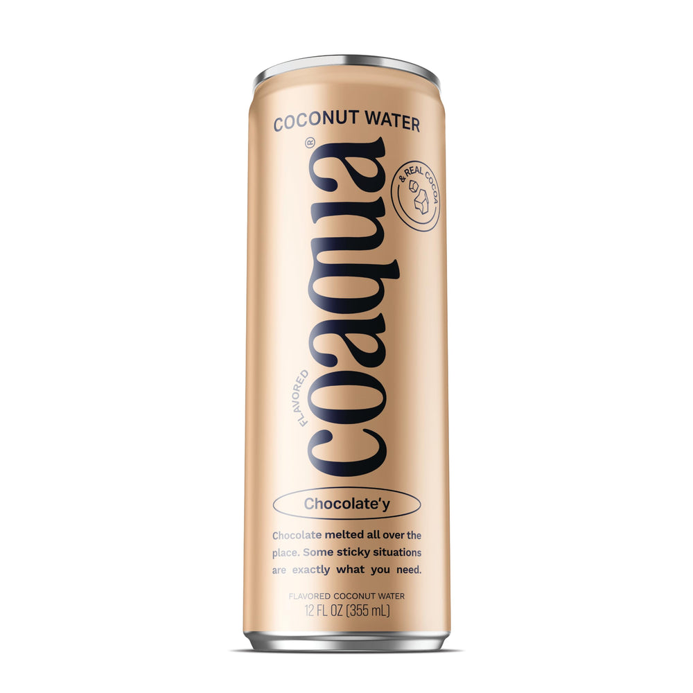 CoAqua lata frontal Chocolate’y mostrando etiqueta y beneficios visibles